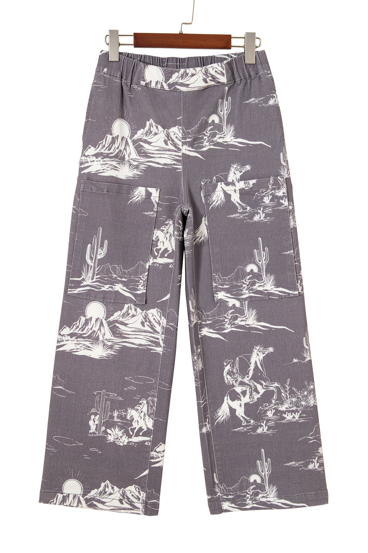 Gray Wild West Riding Vintage Printed Shift Jeans
