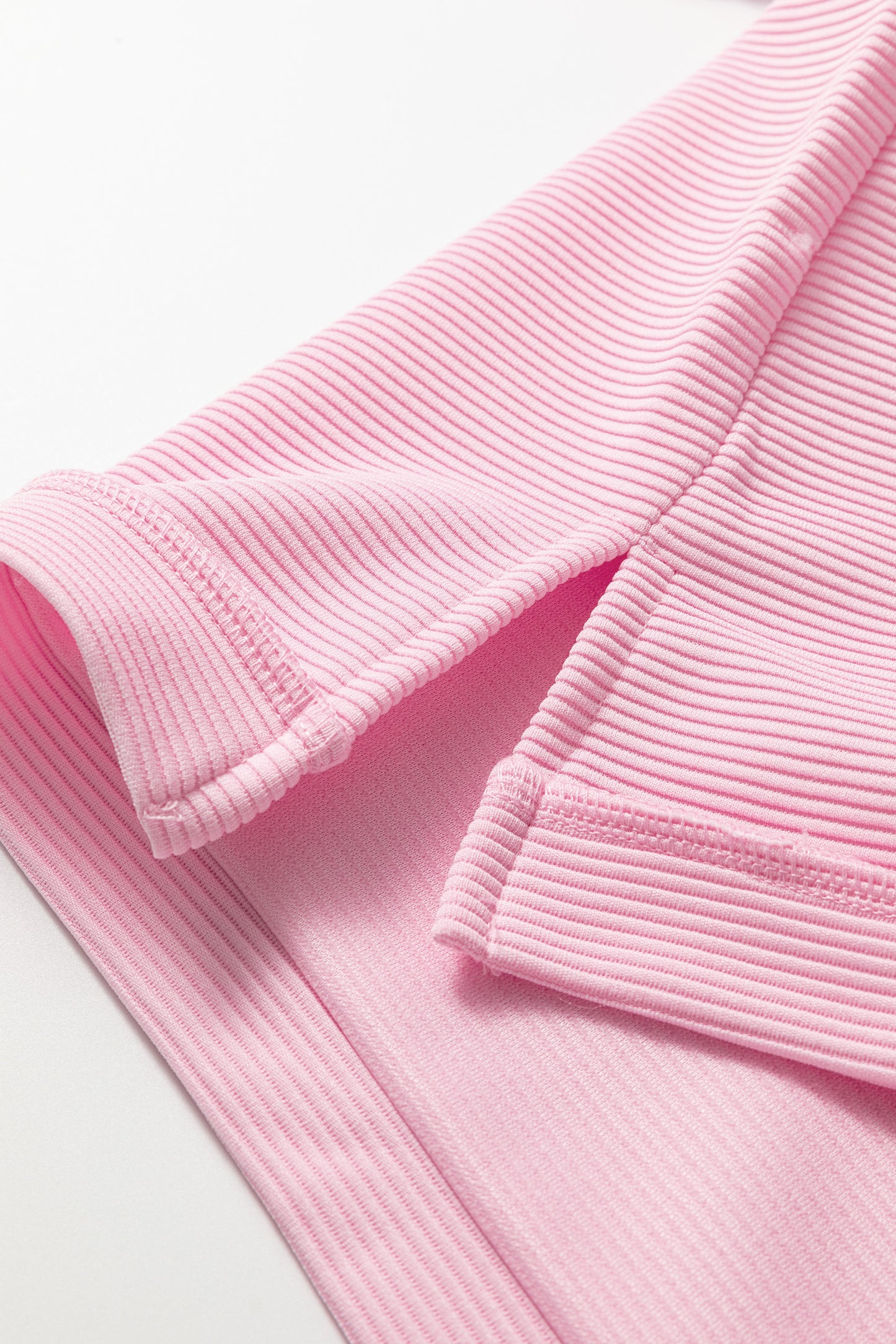 Pink Drop Shoulder Long Sleeve Plus Size Ribbed Top