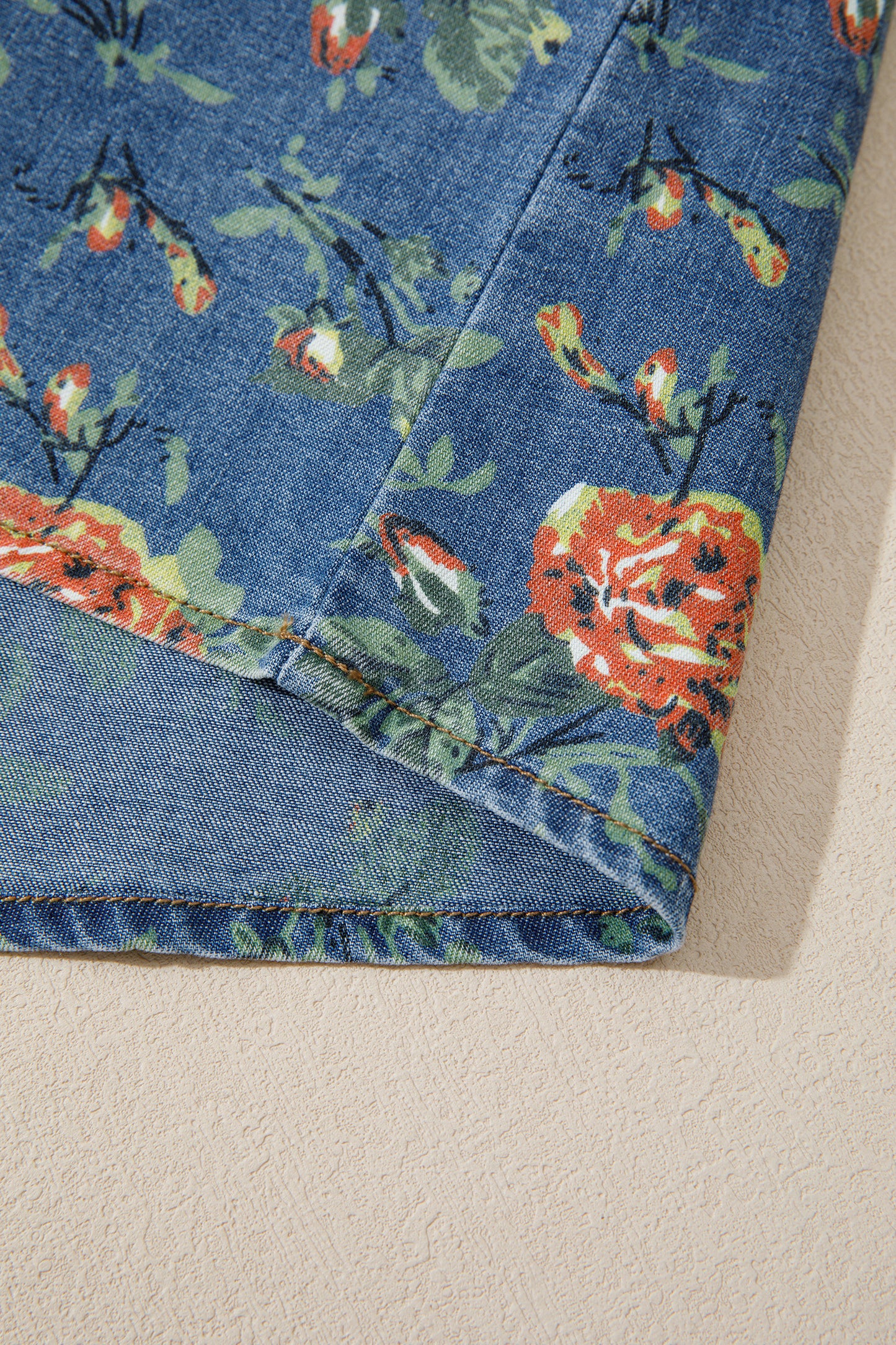Ashleigh Blue Ruffled Short Sleeve Floral Denim Top