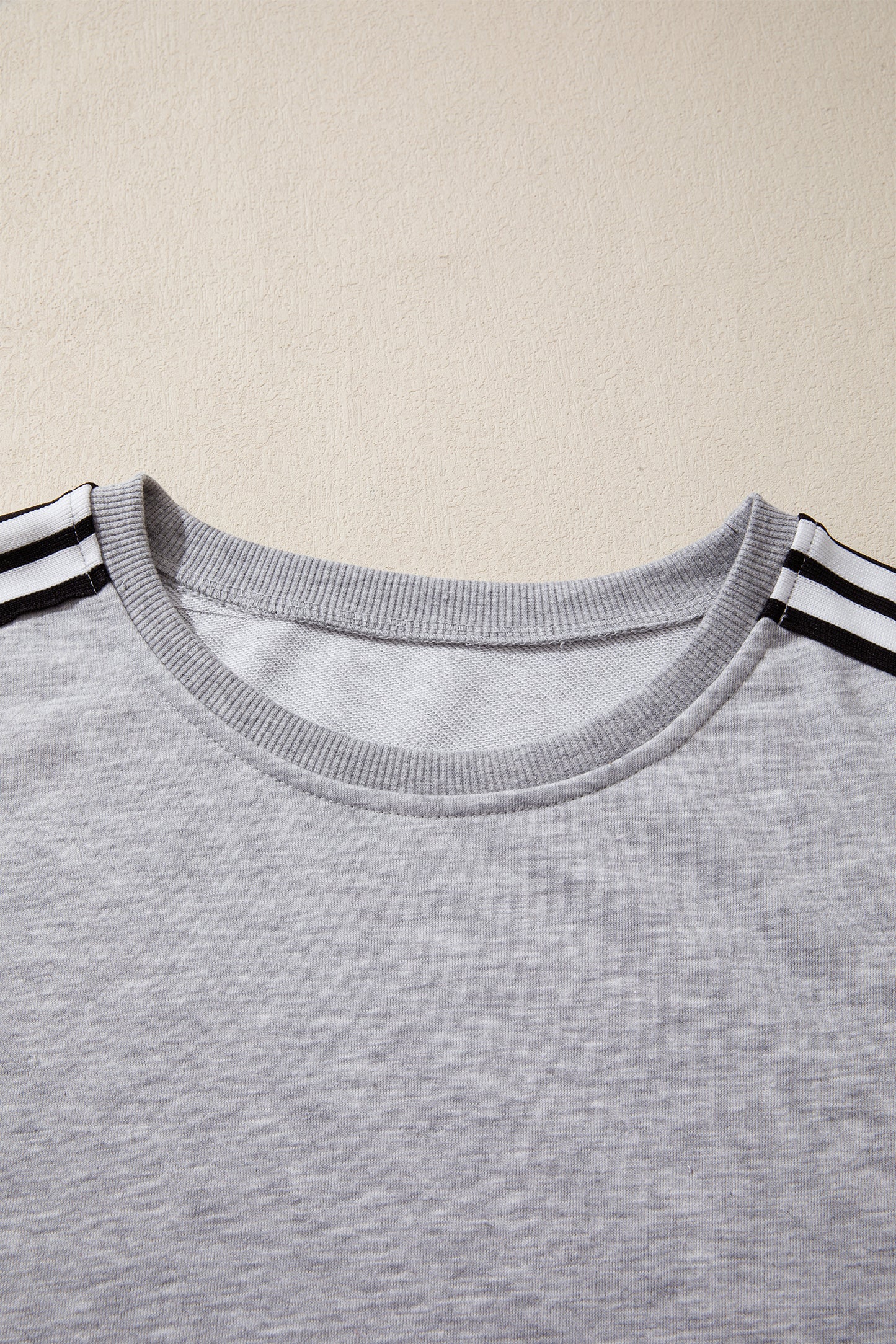 Light Grey Patchwork Detail Raw Edge Oversize Tee