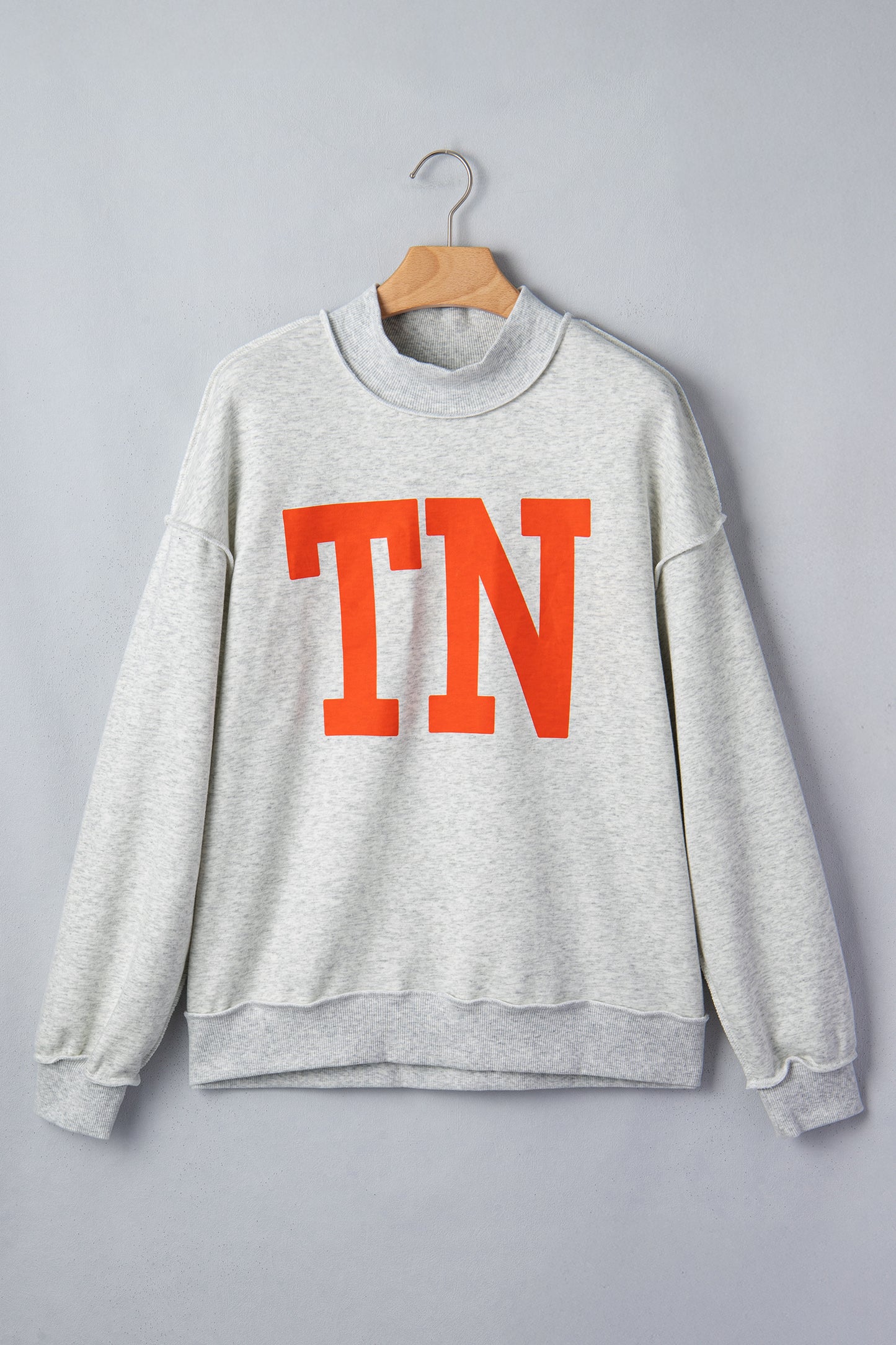 Light Grey TN TENNESSEE Double Printed Reversible Mock Neck Sweatshirt