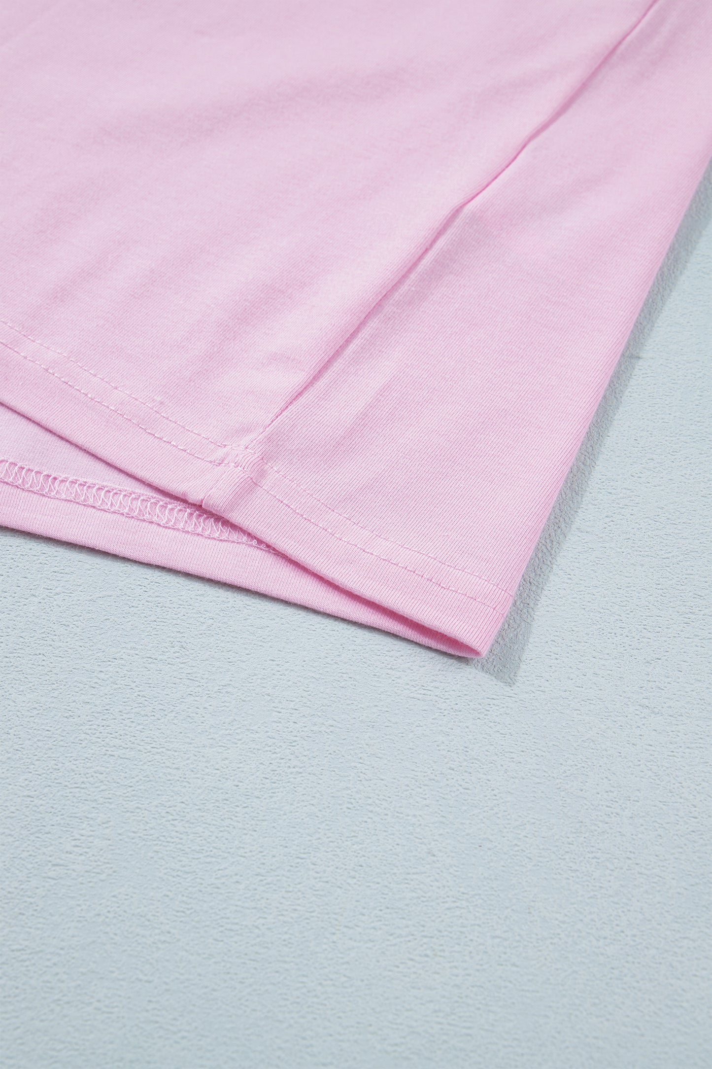 Gossamer Pink Embroidered Bow Detail Color Block Loose Tee